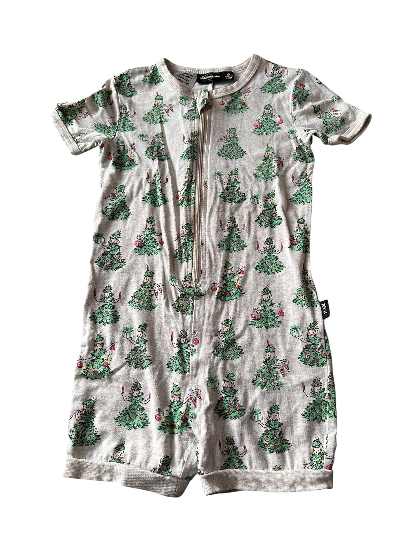 Rock Your Kid Christmas Tree Onesie - Size 4