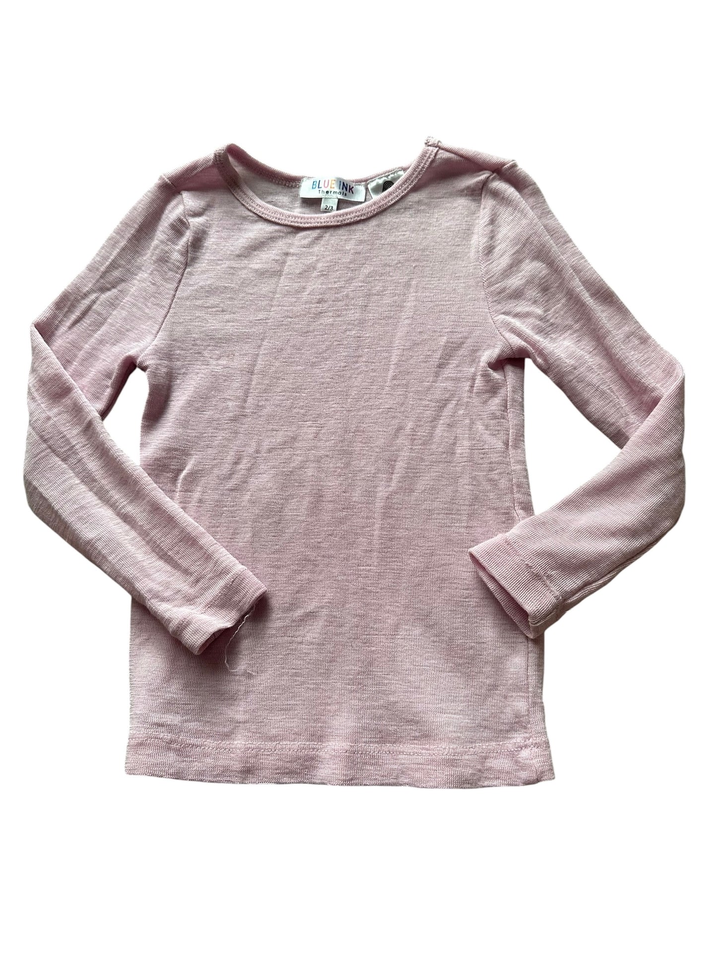 Blue Ink Pink Merino Long Sleeve - Size 2/3