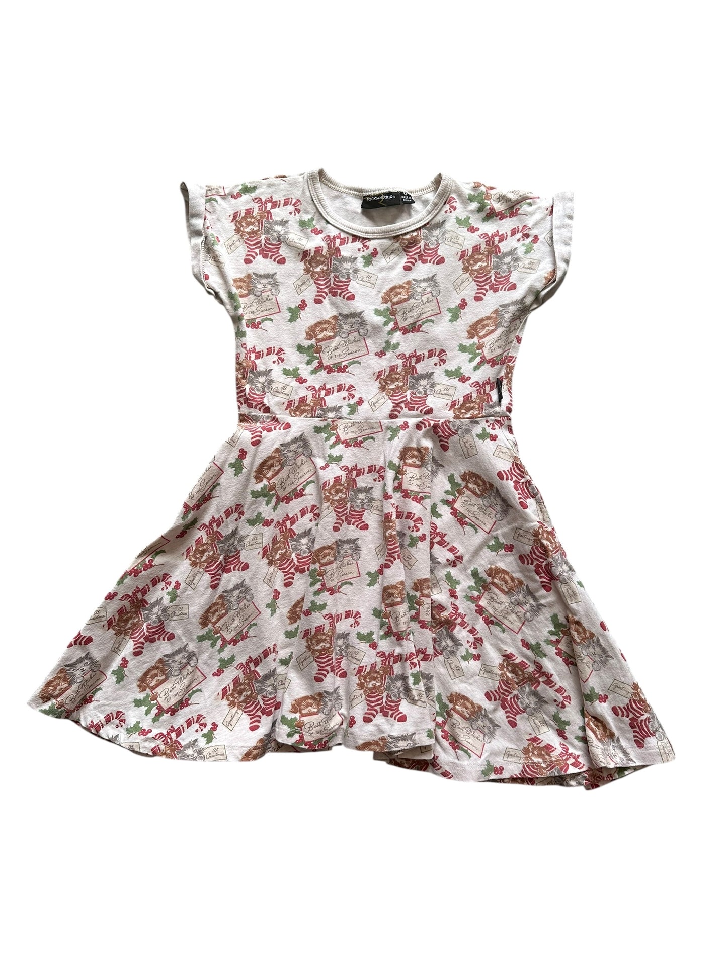 Rock Your Kid Cat Christmas Dress - Size 6