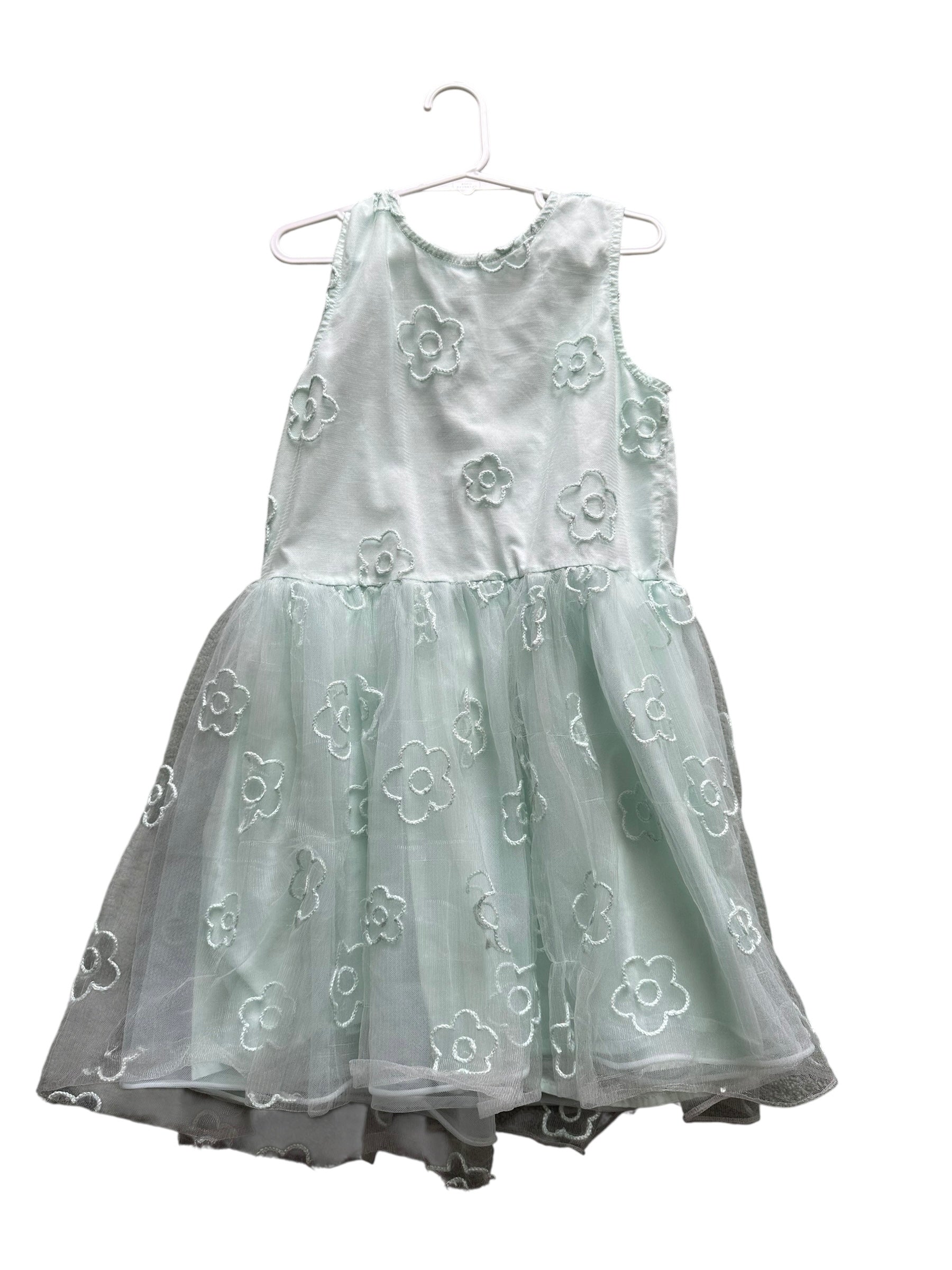 Seed Green Flower Dress - Size 7 Eco Kids NZ Seed Green Flower Dress - Size 7 Eco Kids NZ