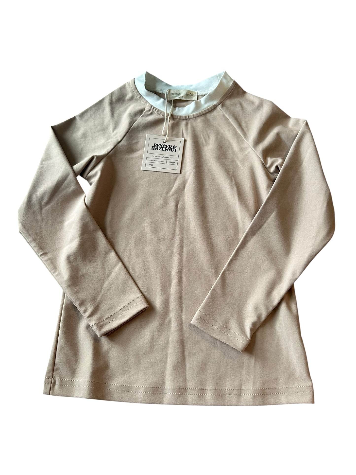 Bencer & Hazelnut Beige Rash Top - Size 5 NEW