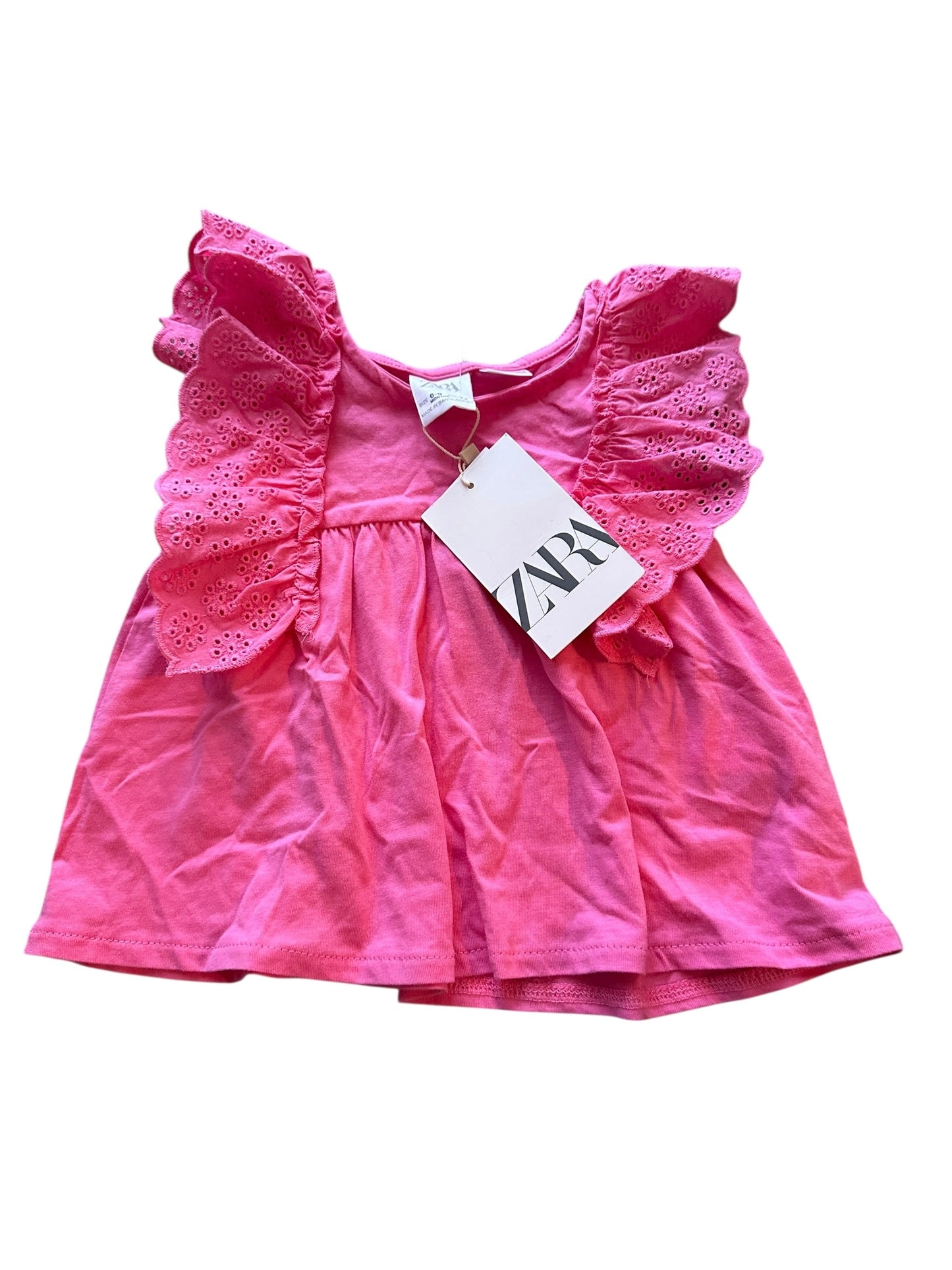 Zara Pink Ruffle Top - Size 6-9 Months NEW