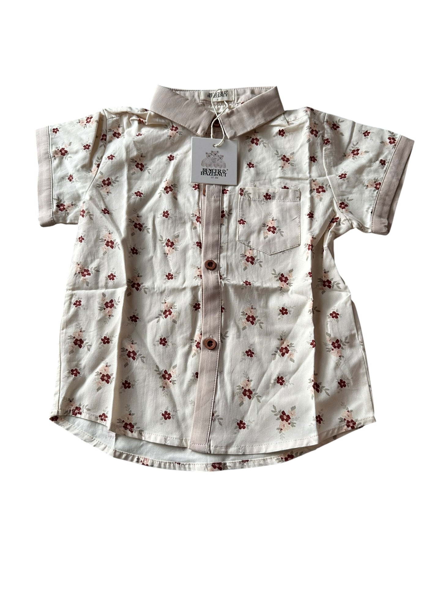 Bencer & Hazelnut Floral Collared Shirt - Size 3 NEW