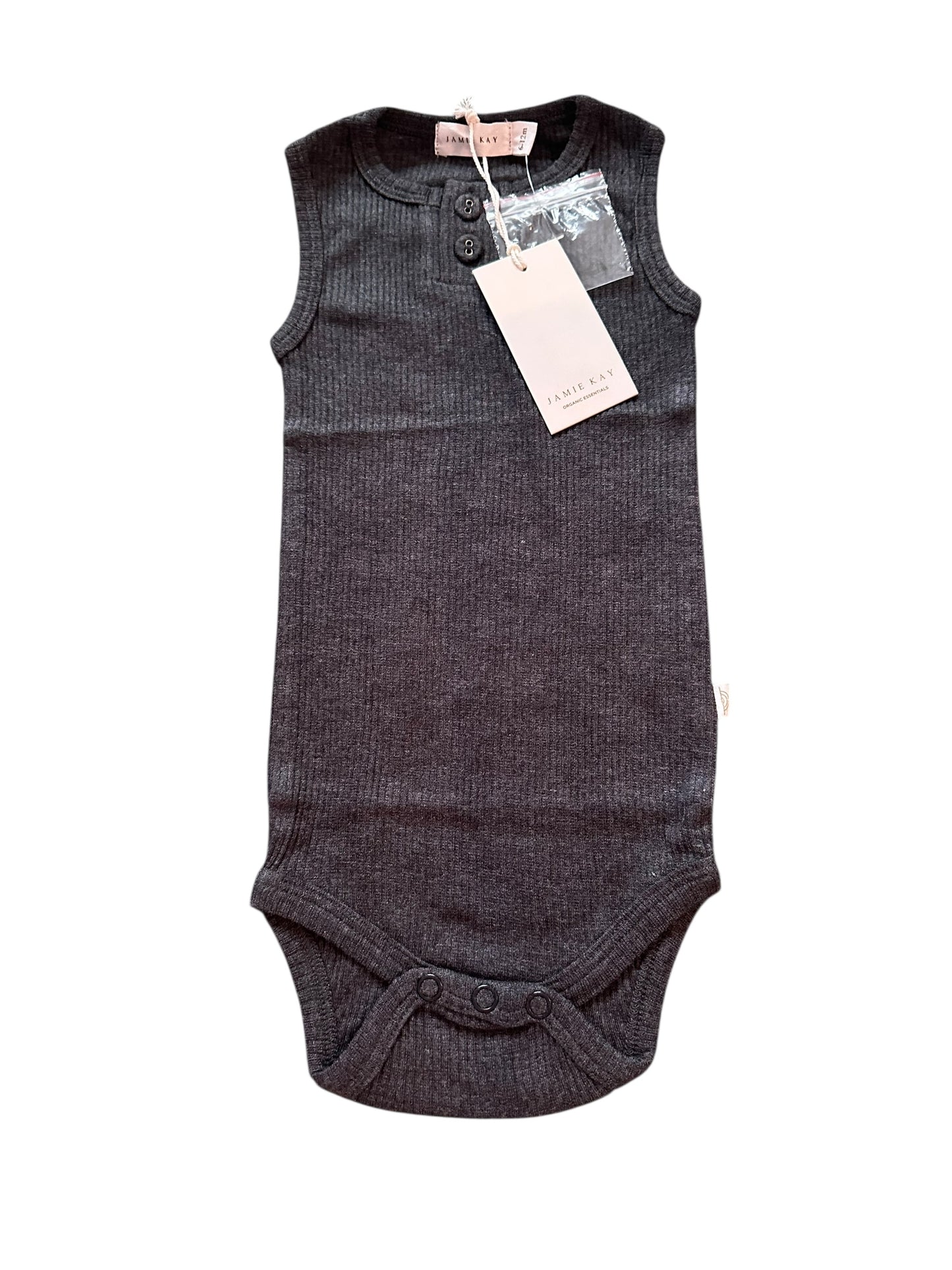 Jamie Kay Charcoal Bodysuit - Size 6-12 Months NEW