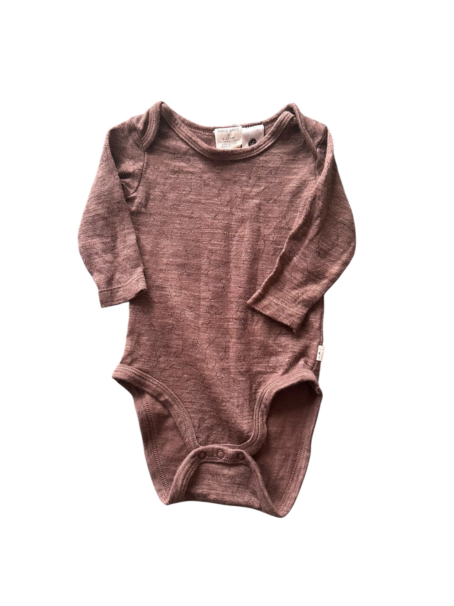 Baby Baby Merino Onesie - Size 6-12 Months