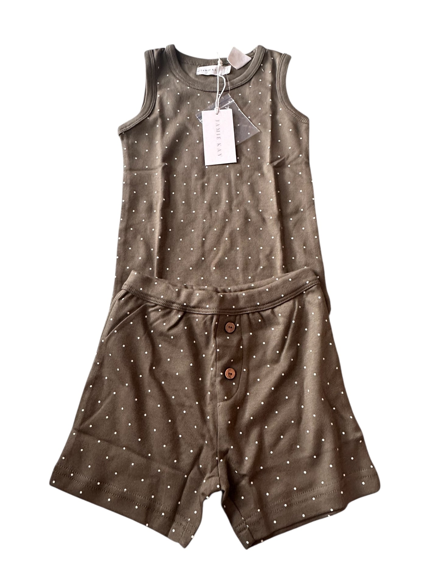 Jamie Kay Green Polka Dot PJ Set - Size 3 NEW