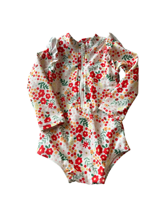 Cotton On Red Floral Togs - Size 6-12 Months