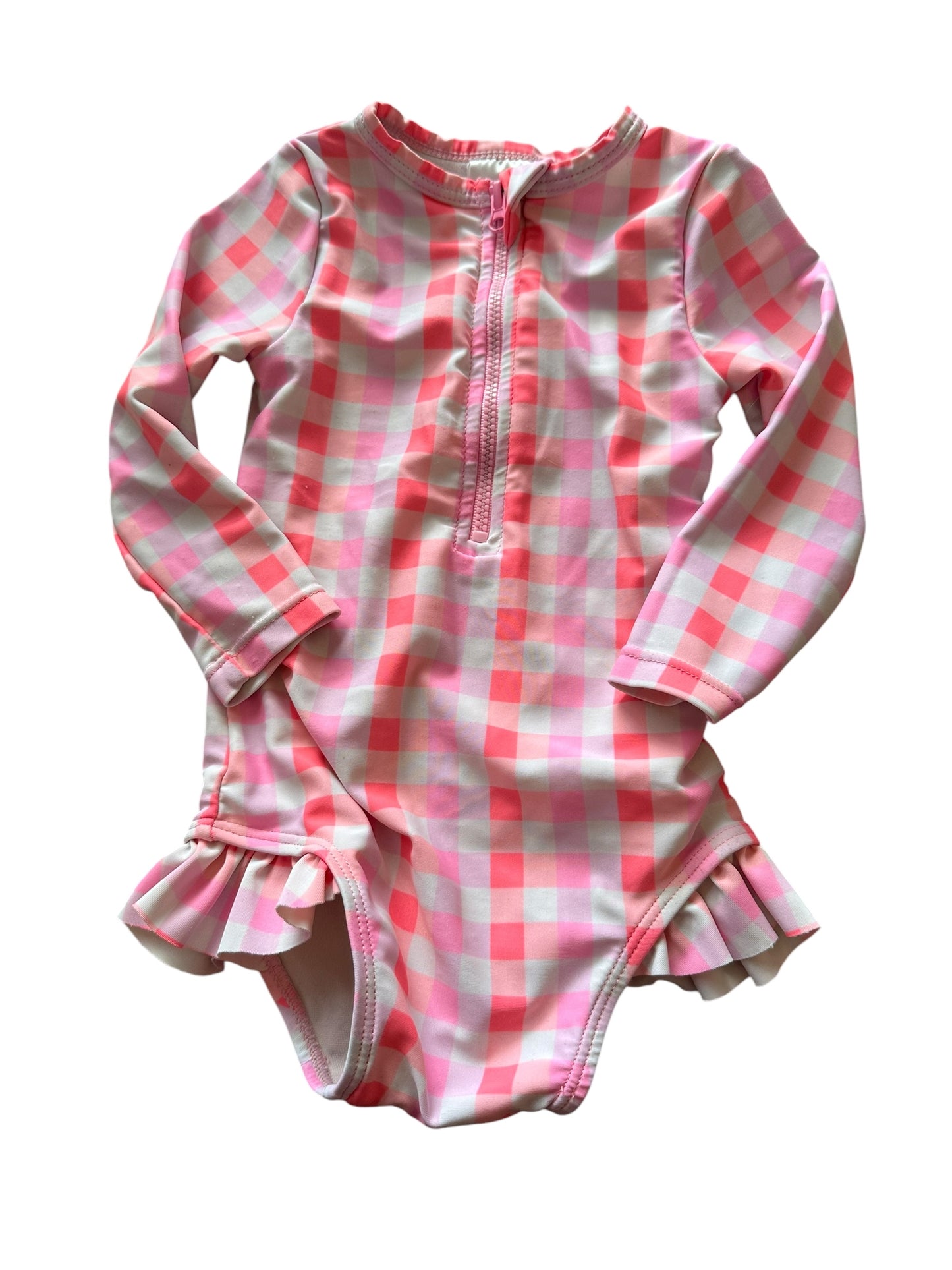 Milky Gingham Togs - Size 6-12 Months