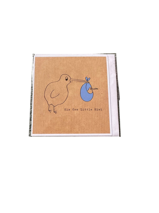 The Little Card Factory Kia Ora Little Kiwi Blue Card