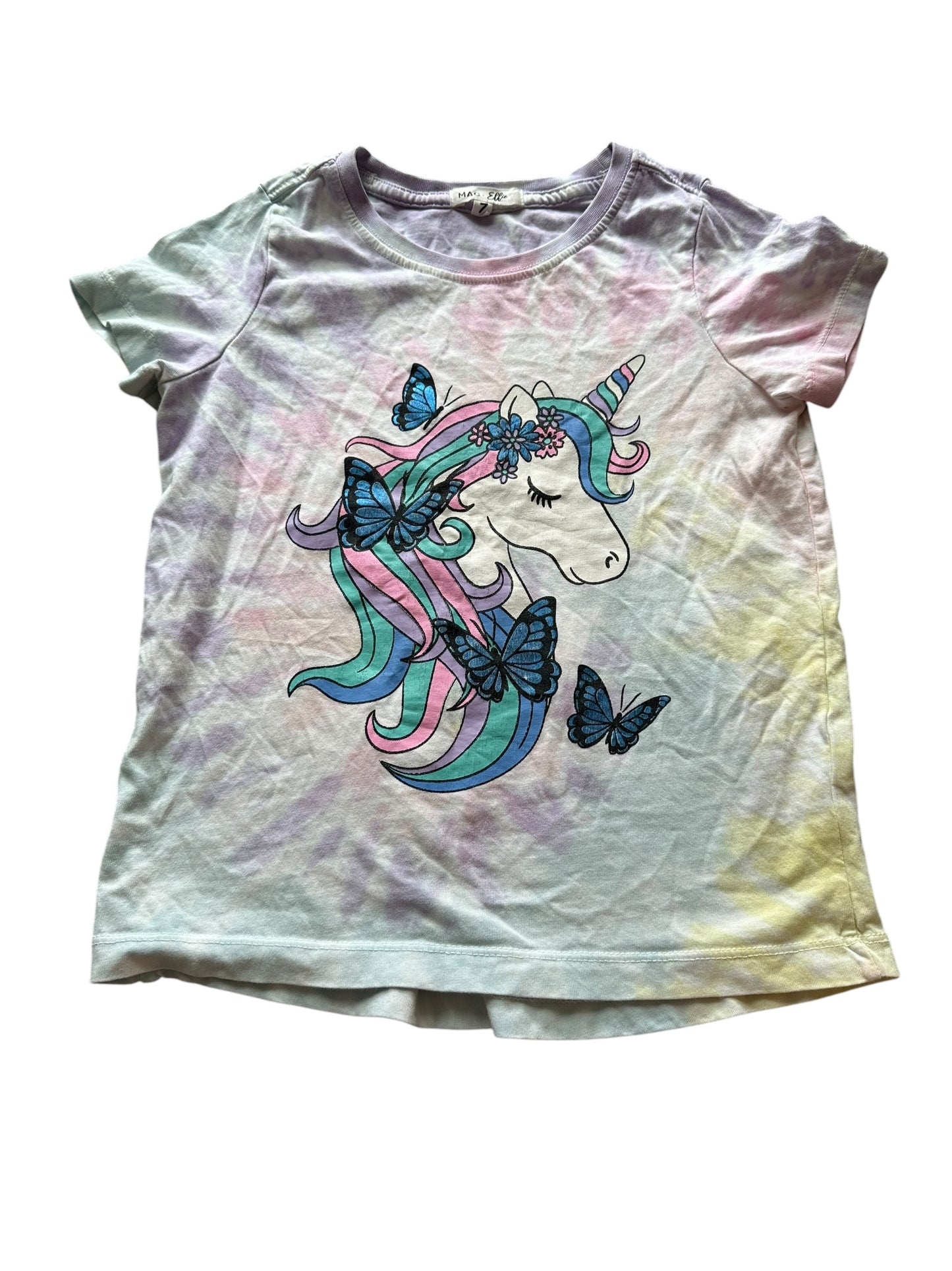 Mac + Ellie Unicorn Tie Dye Tee - Size 7