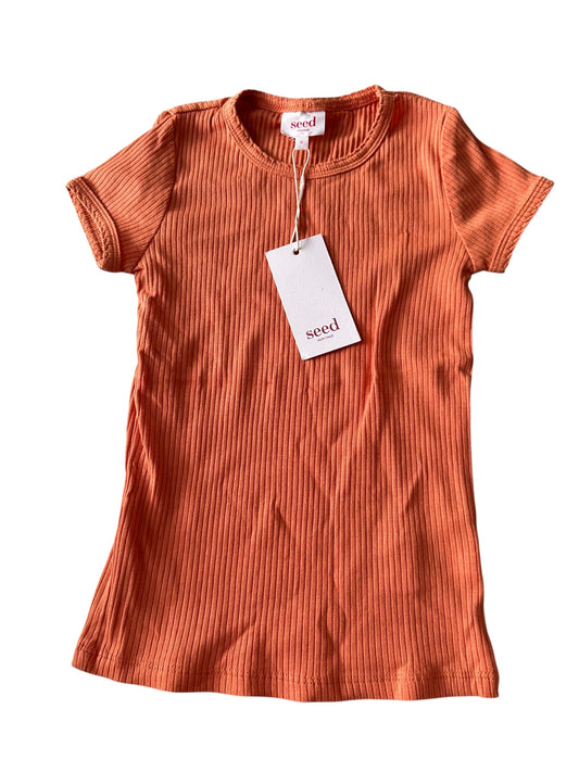 Seed Ribbed Orange Tee - Size 6 NEW
