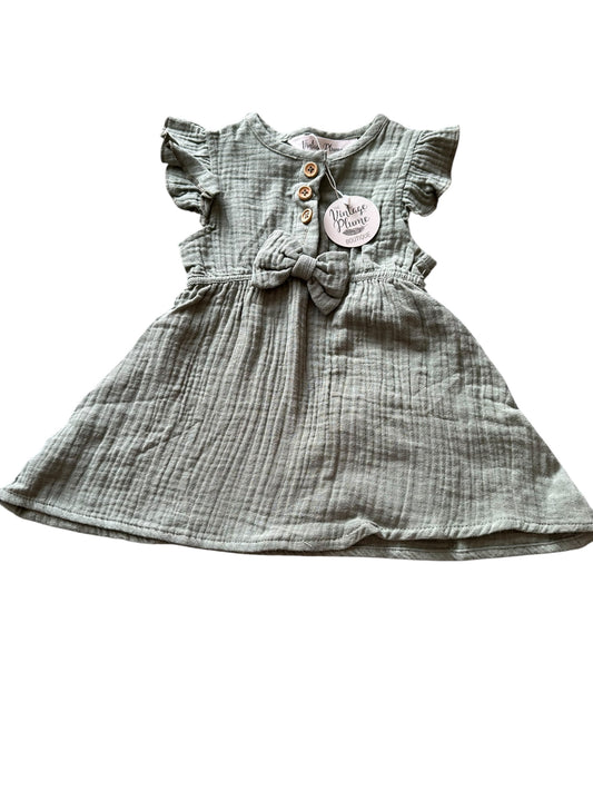 The Vintage Plume Sage Dress - Size 6-12 Months NEW