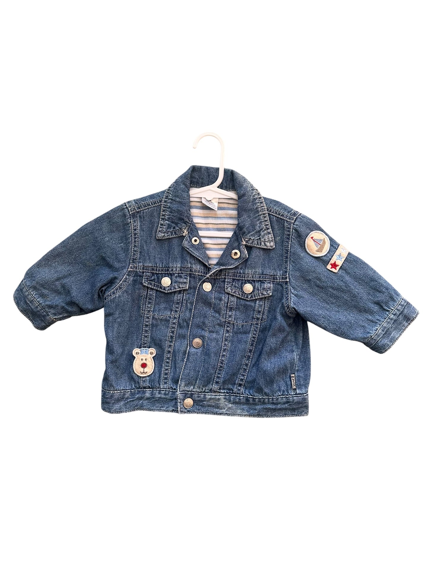 Retro Pumpkin Patch Denim Jacket - Size 6-12 Months