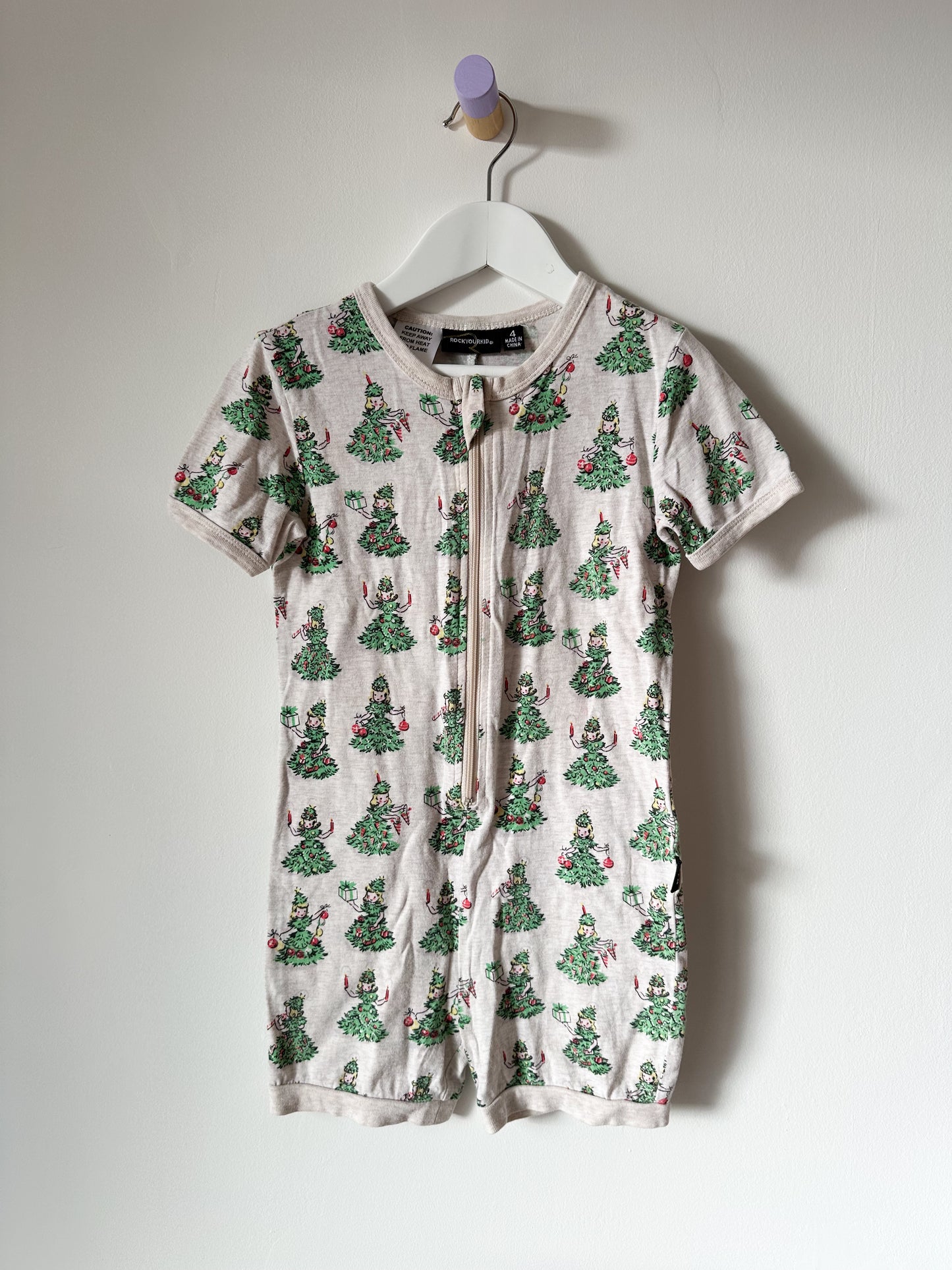 Rock Your Kid Christmas PJ Romper - Size 4