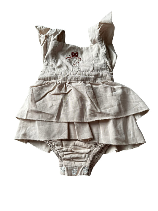 Bencer & Hazelnut Christmas Bow Romper - Size 6-12 Months