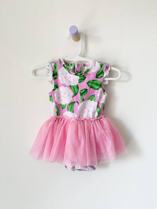 Milky Floral Tulle Dress - Size 3-6 Months