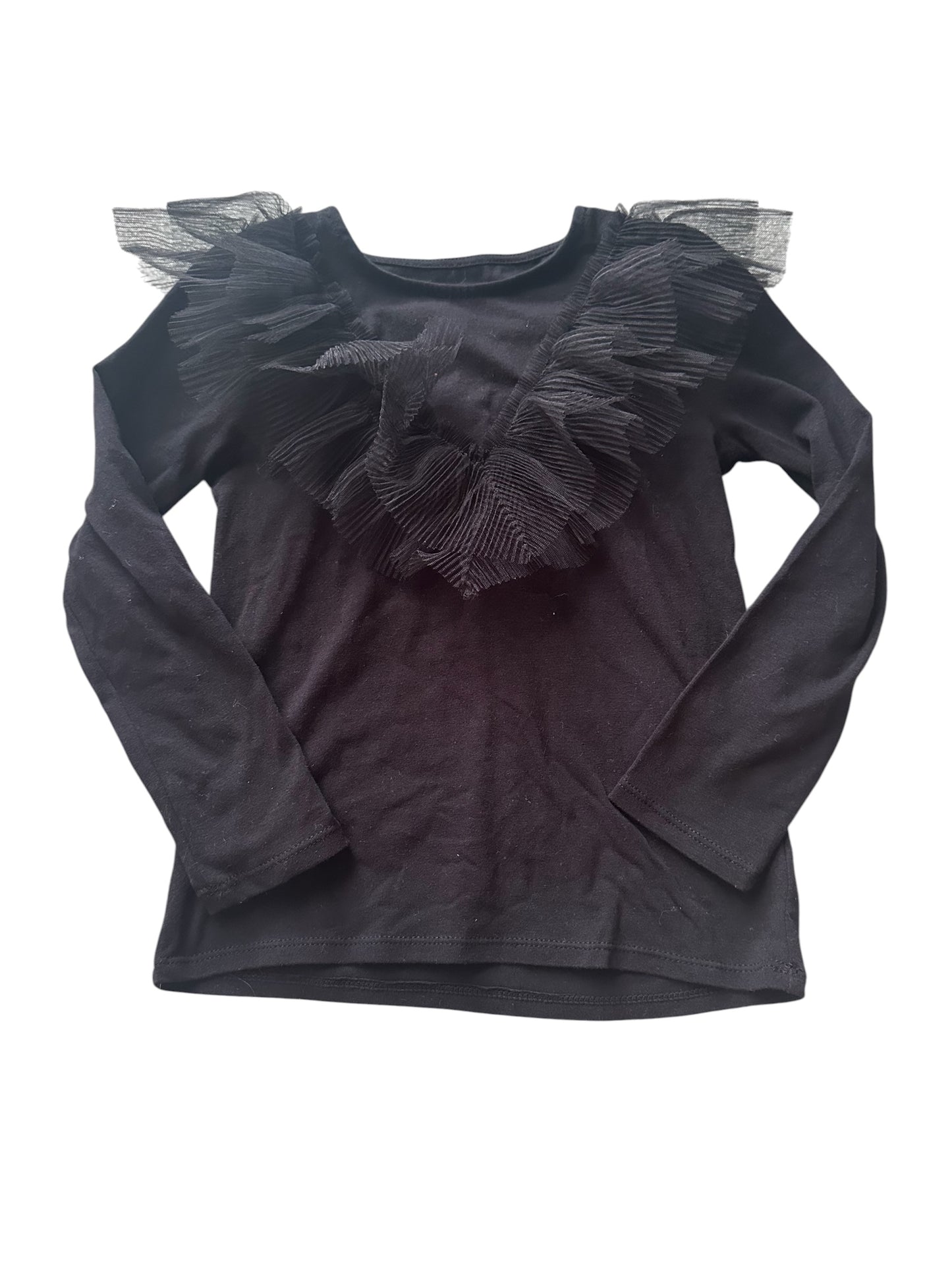 H&M Black Ribbed and Tulle Long Sleeve - Size 5