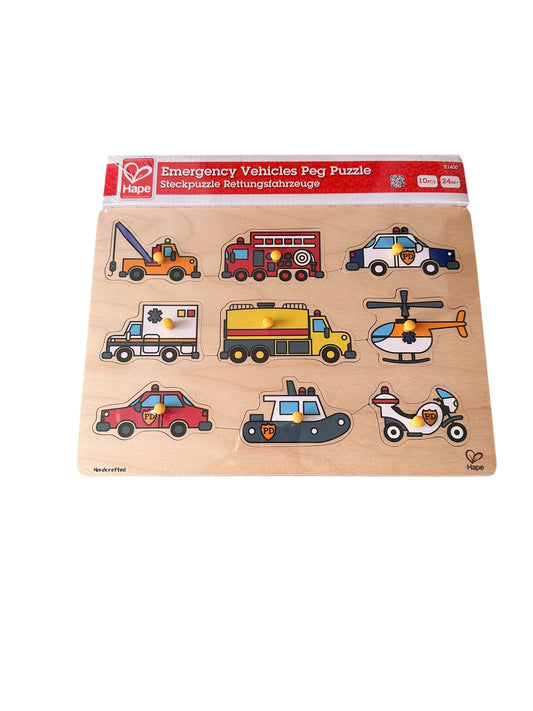 Hape Emergency Vehicle Peg Puzzle - NEW