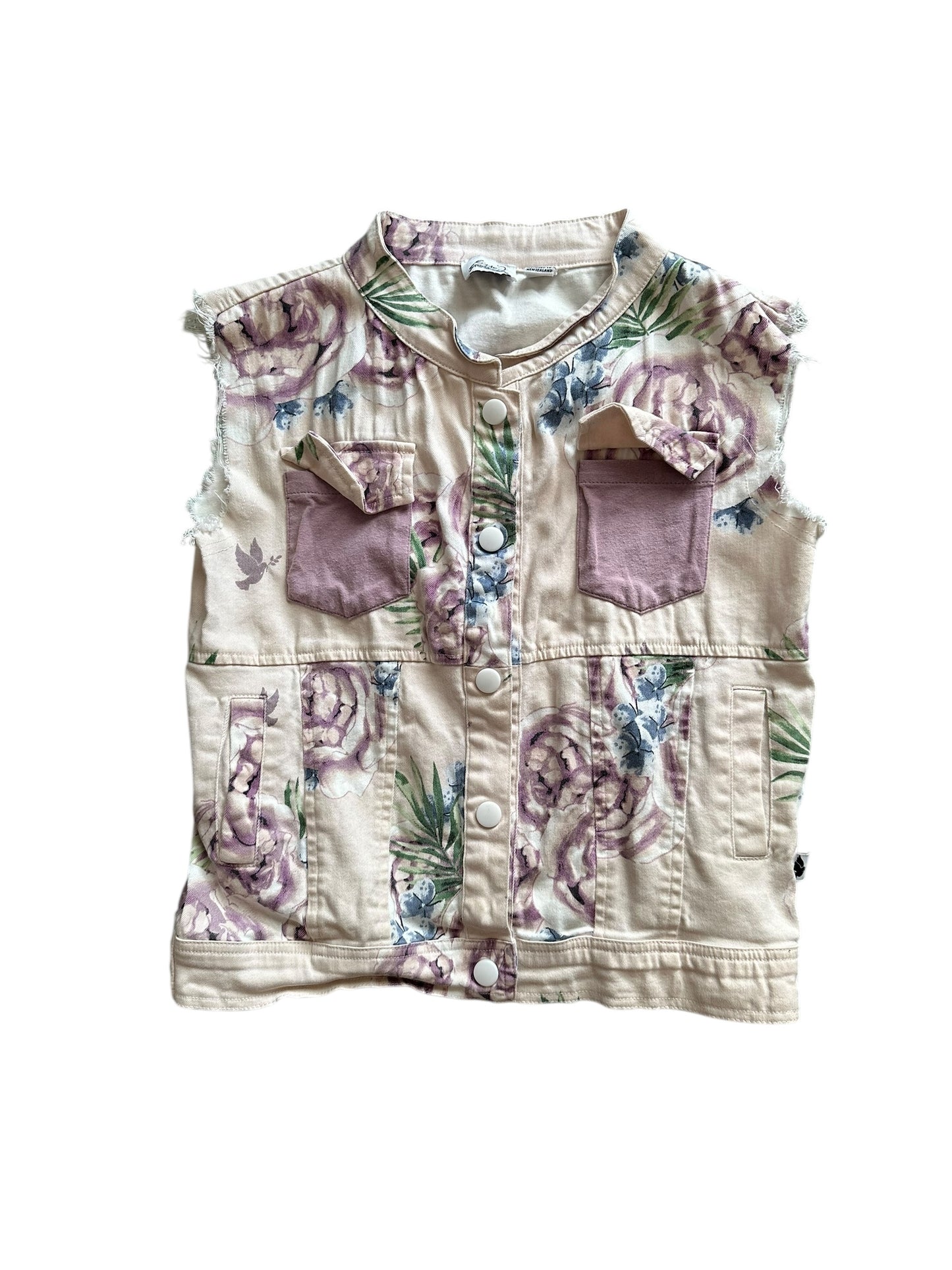 Kissed By Radicool Floral Denim Vest - Size 6