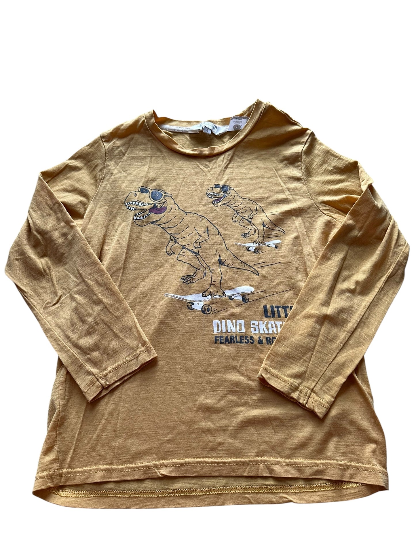 North South Merino Mustard Dino Long Sleeve - Size 8