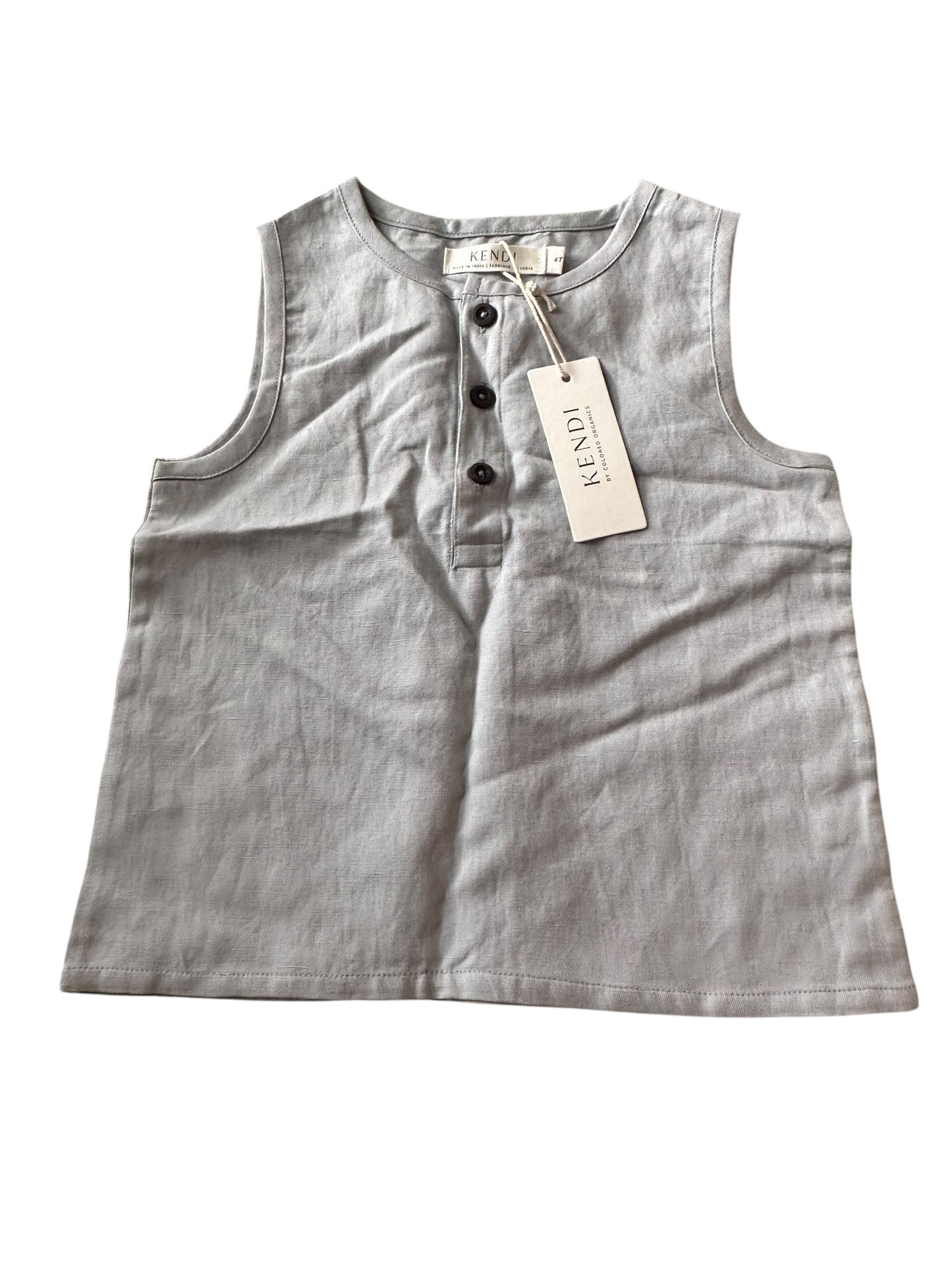 Kendi Blue Linen Singlet - Size 4 NEW