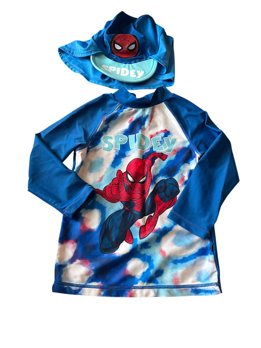 Spidey Rash Shirt + Swim Hat - Size 3