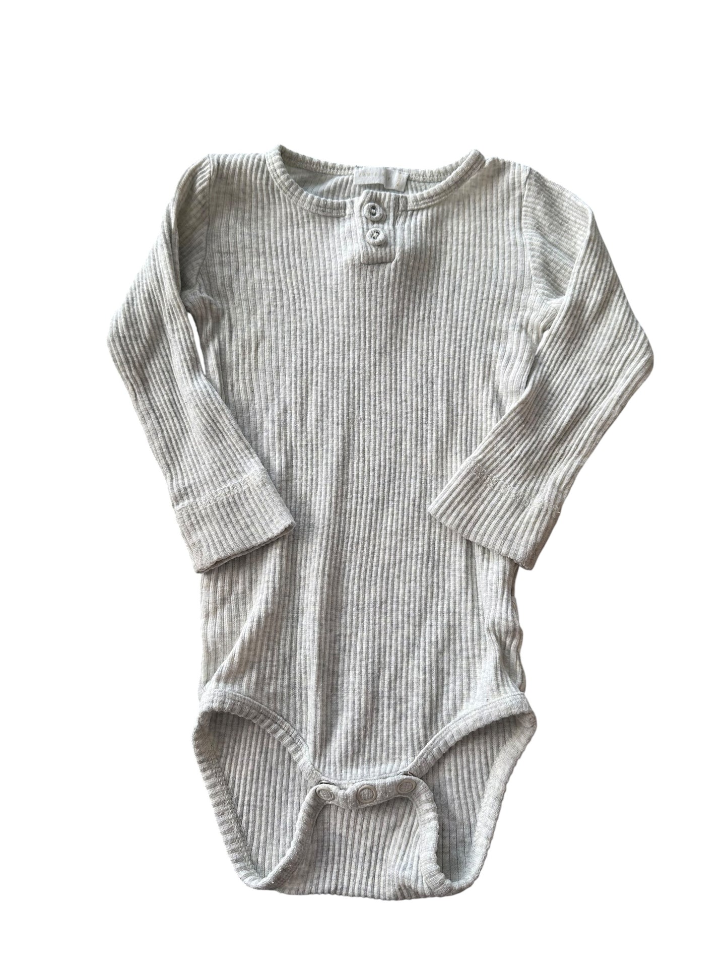 Jamie Kay Grey Ribbed Onesie - Size 6-12 Months