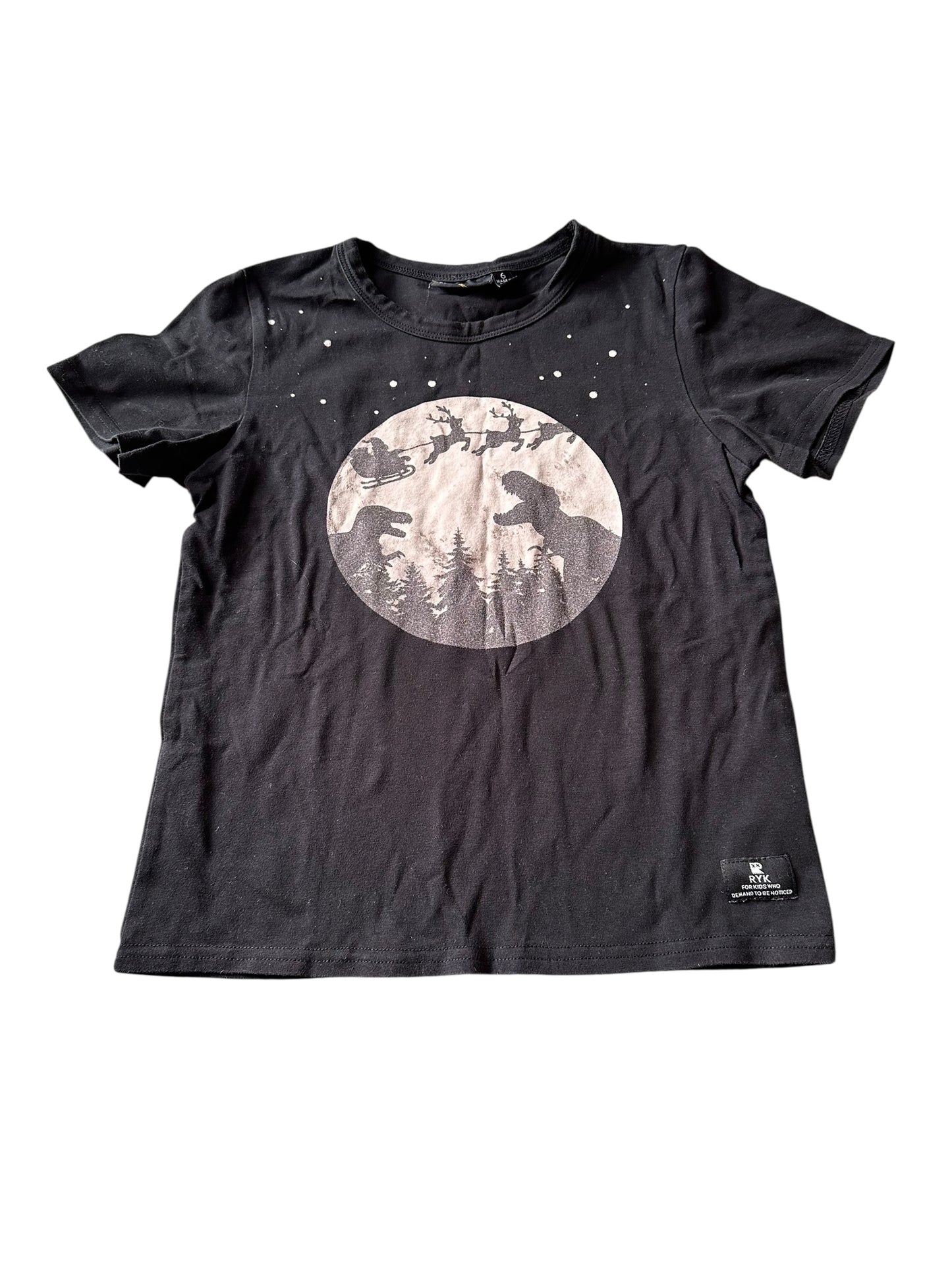 Rock Your Kid Dinosaur Christmas Tee - Size 6