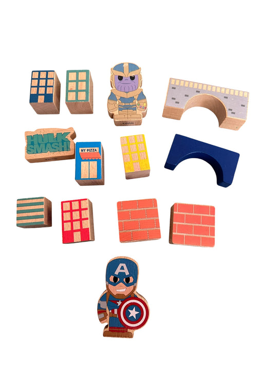 Wooden Marvel Block Set