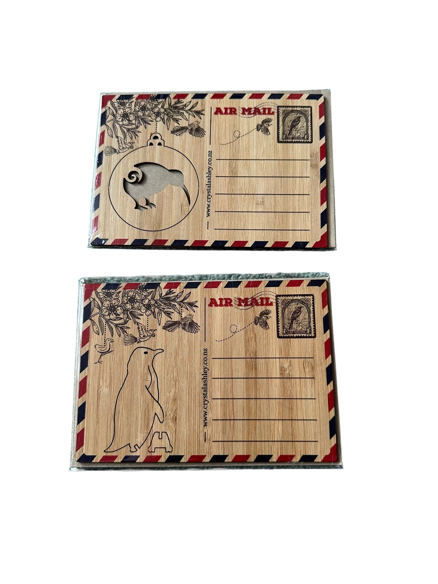 Wooden Christmas Ornament Postcards - NEW