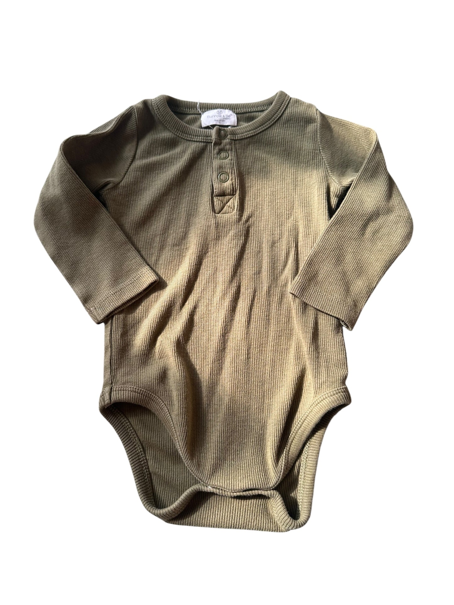 Burrow and Be Green Ribbed Onesie - Size 6-12 Months