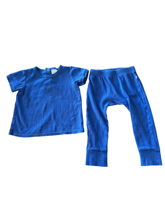 Teeny Weeny Blue Ribbed Set - Size 1