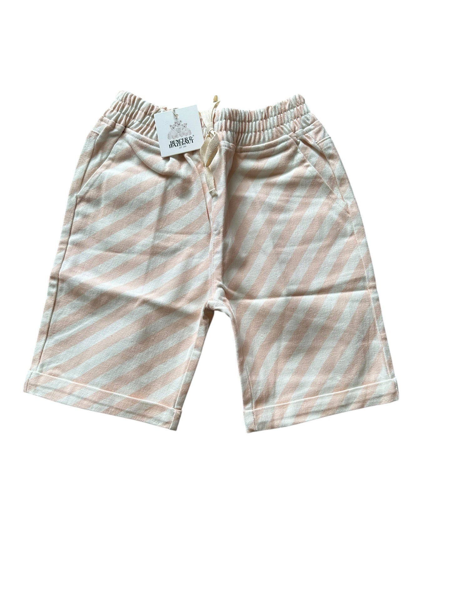 Bencer & Hazelnut Pink and White Striped Shorts - Size 8 NEW