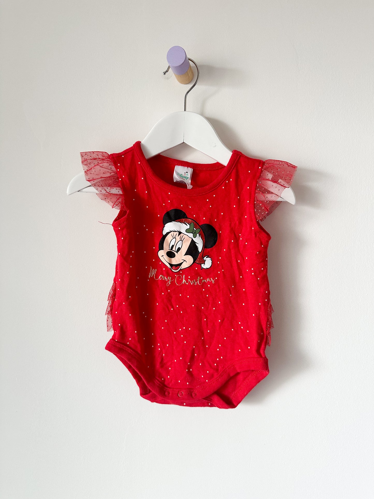 Minnie Mouse Christmas Onesie - Size 3-6 Months