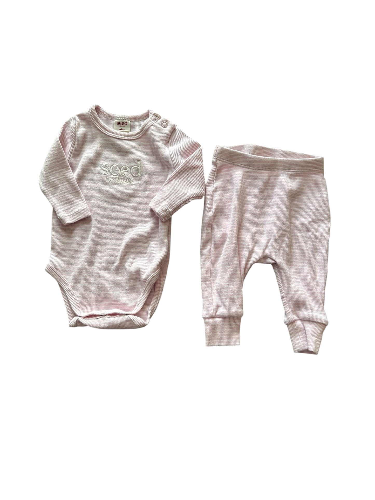 Seed Logo Pink Stripe Set - Size Newborn