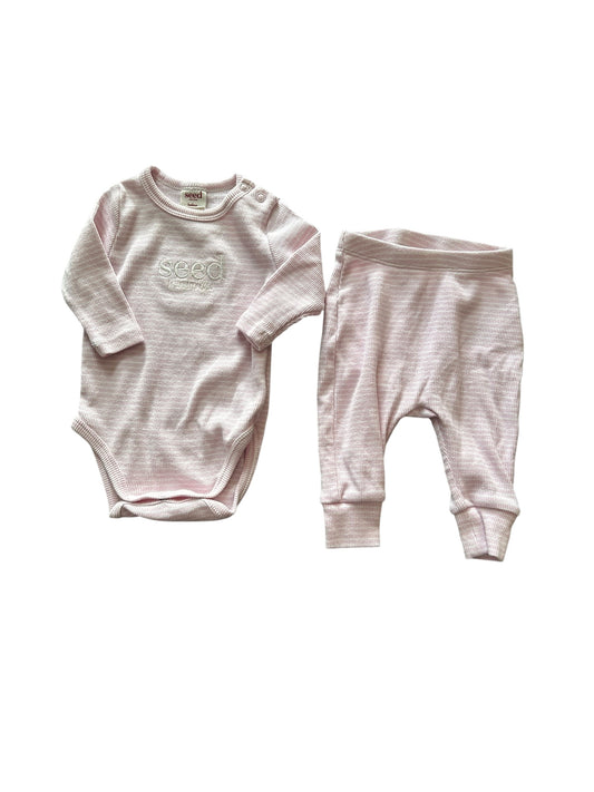 Seed Logo Pink Stripe Set - Size Newborn