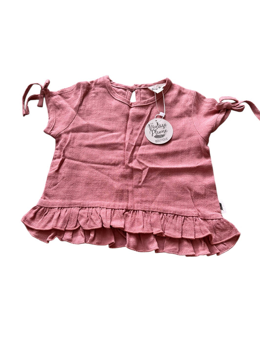 The Vintage Plume Pink Tee - Size 6-12 Months NEW