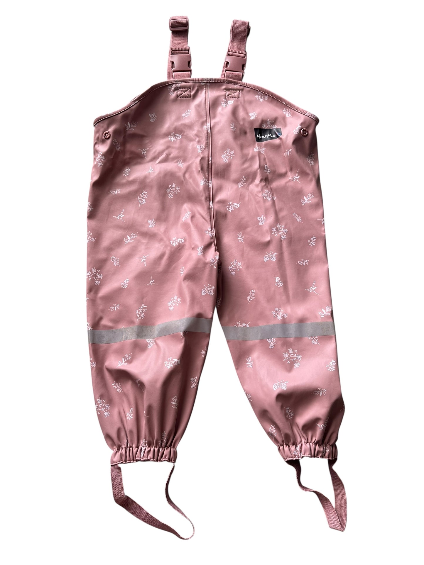 Mum2mum Pink Floral Rain Overalls - Size 12 Months