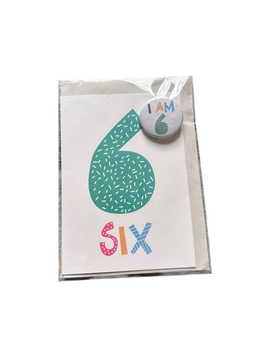 Sprout and Sparrow 6 Birthday Card with Badge