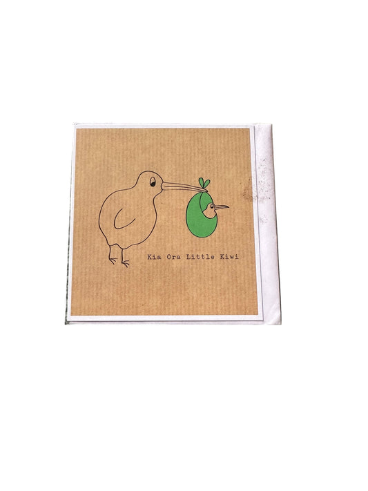 The Little Card Factory Kia Ora Little Kiwi Green Card