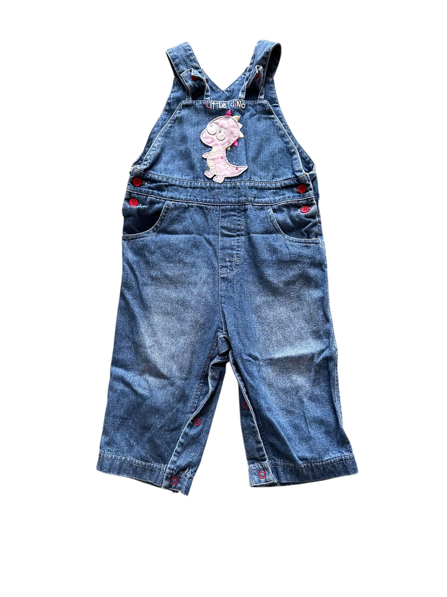 Little Dino Denim Overalls - Size 1