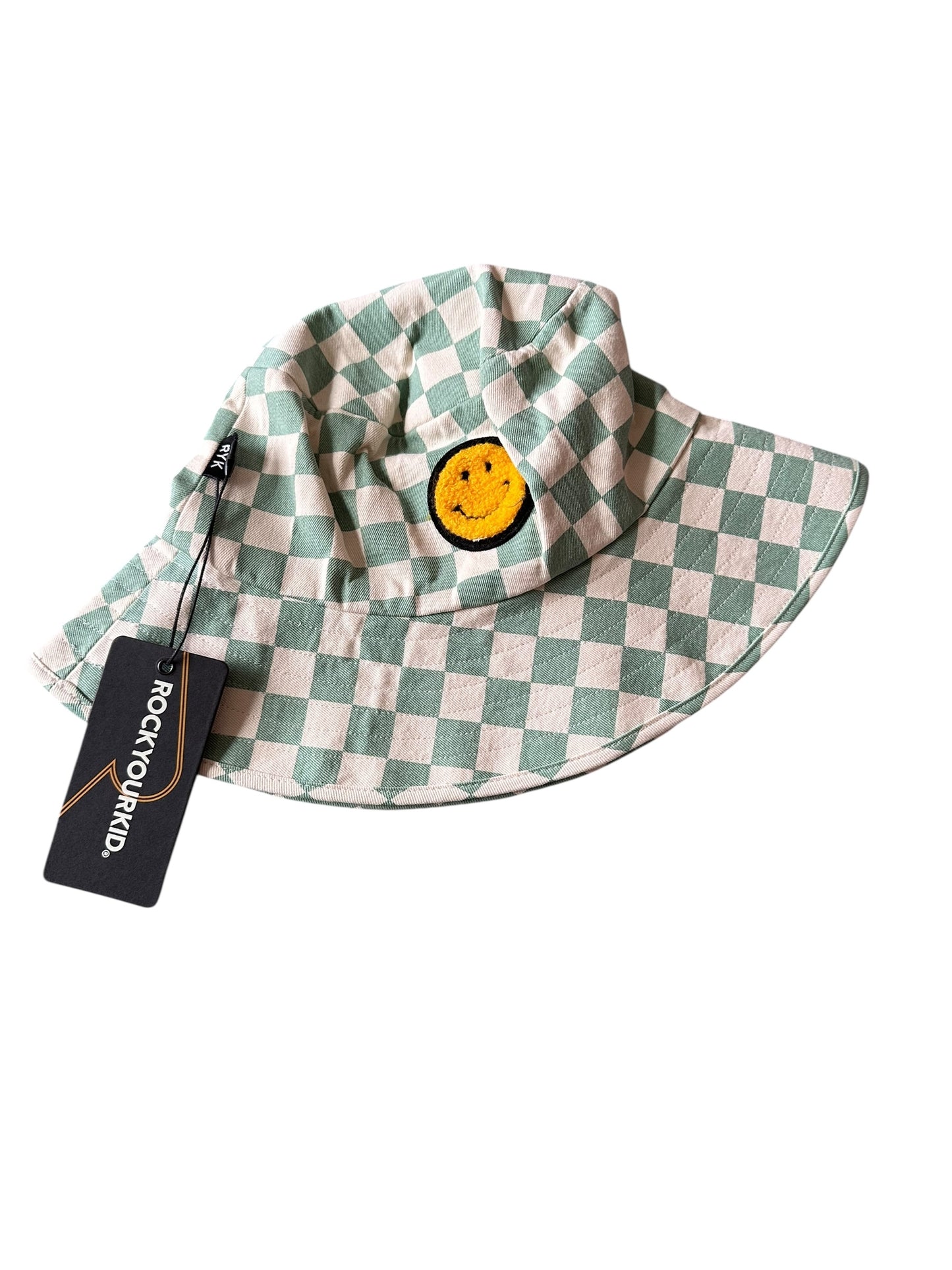 Rock Your Kid Blue Checkered Hat - Size Large (8-14Y) NEW
