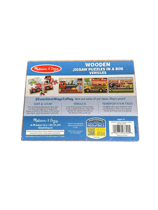 Melissa & Doug Wooden Vehicle Puzzle Set x4