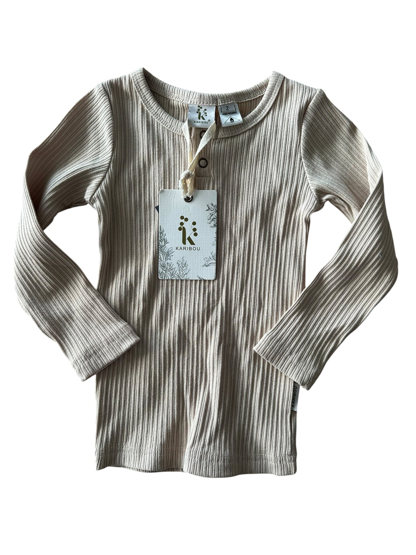 Karibou Beige Ribbed Top - Size 2 NEW