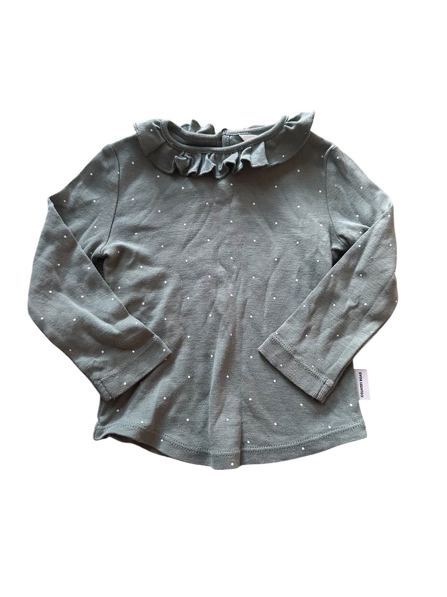 Country Road Sage Spotted long Sleeve - Size 6-12 Months