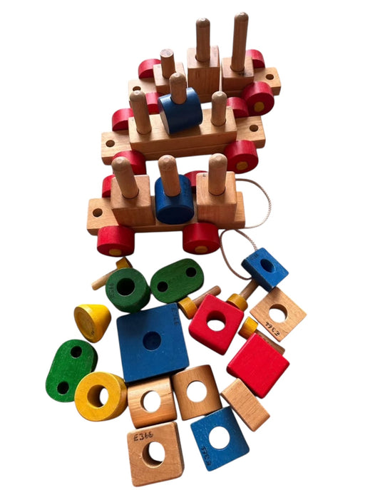 Vintage Wooden Stacking Pull Along Train