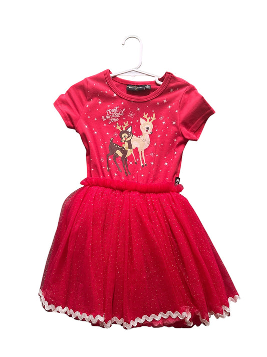 Rock Your Kid Reindeer Tulle Dress - Size 2